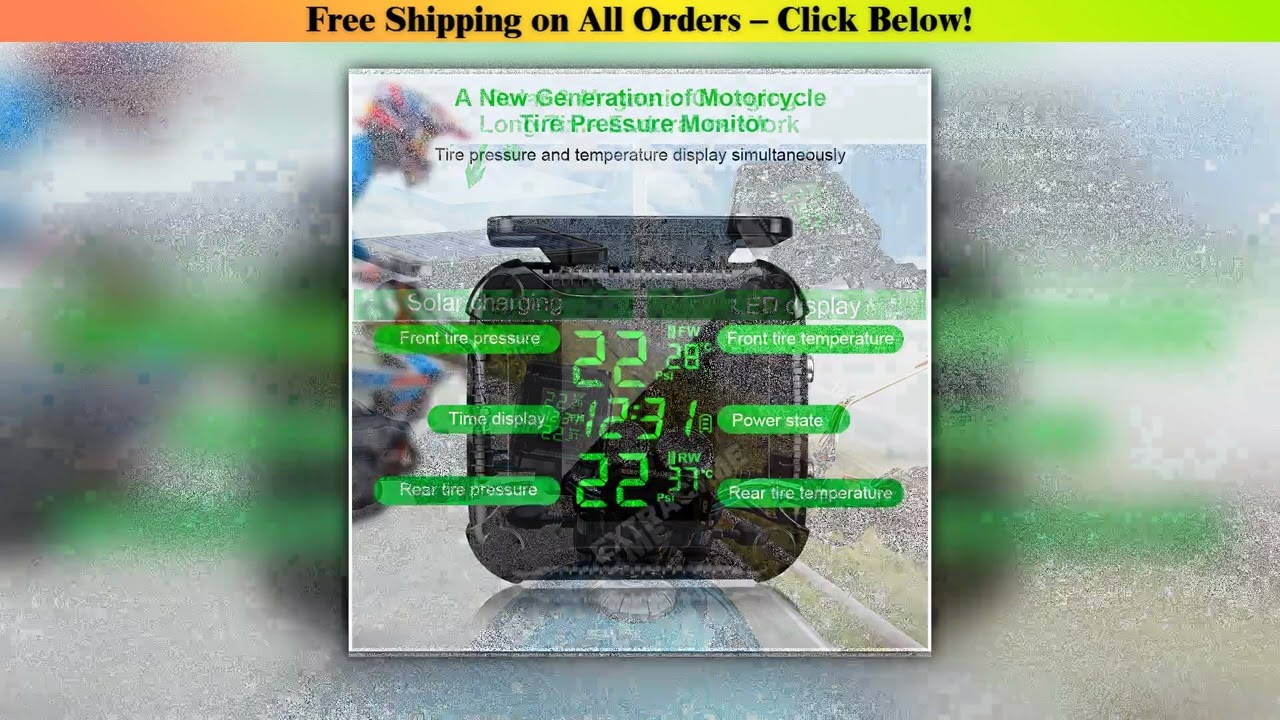 Extractme Tire Pressure Monitoring System Colorful Display Wireless TPMS Motorcycle Solar Charge