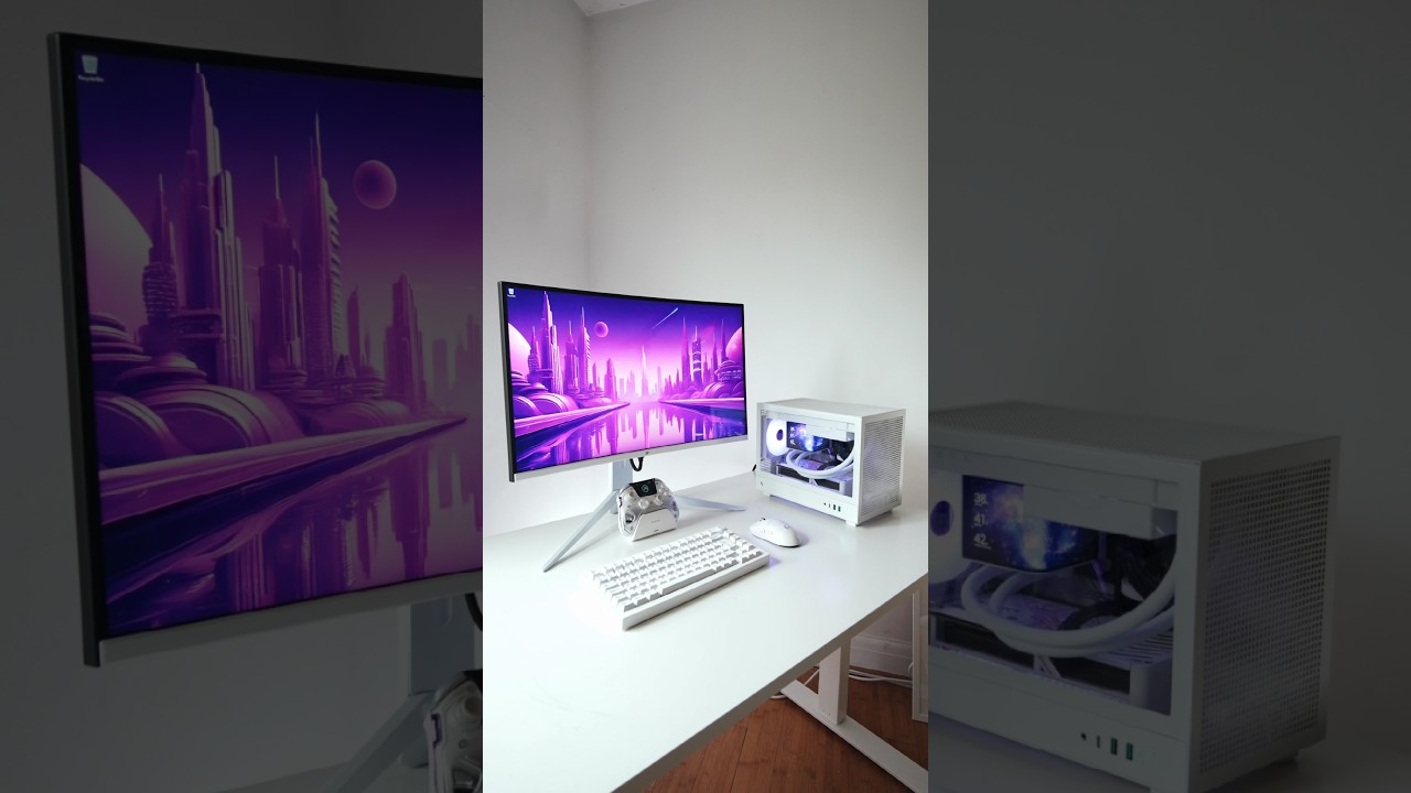 All White Tiny Gaming PC setup