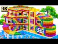 How To Build Villa With Modern Elevator, Water Slide To Mini Swimming Pool
