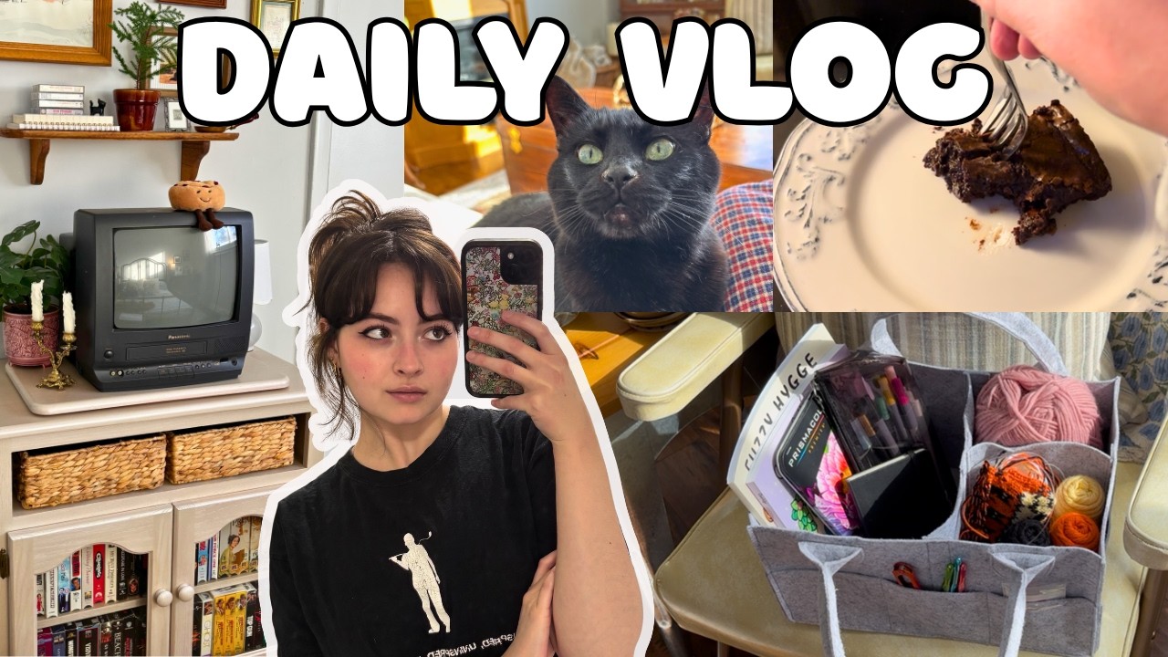 productive cozy day in my life ☕ | baking brownies, decorating my space & creating a hobby basket