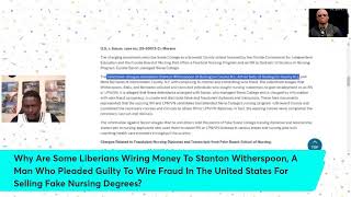 Why Some Liberians Wiring Money To Witherspoon, A Man Who Pled Guilty To Wire Fraud In America?"