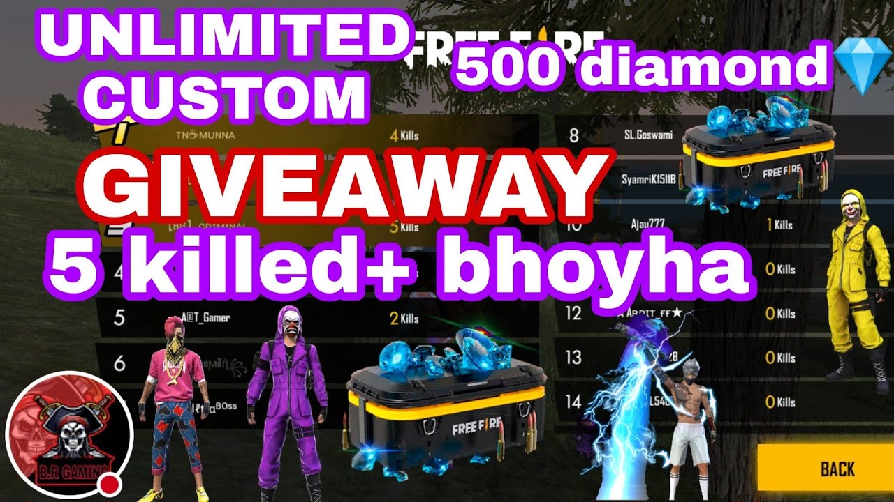 UNLIMITED CUSTOM 5 KILLED+BHOYHA 500 DIAMONDS GIVEAWAY TOPUP
