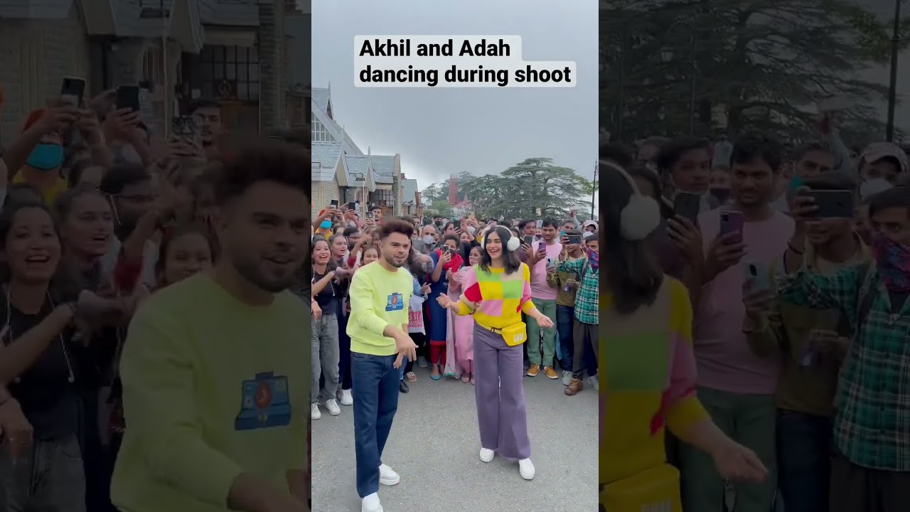 Akhil and Adah Sharma Dancing with crowd during a video shoot 💃
