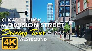 Driving Through West Division St Chicago IL A Westbound Cut Through Changing City Blocks