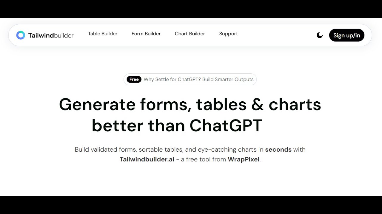 Tailwind Builder Free AI Tool for Generate Charts, Forms & Tables