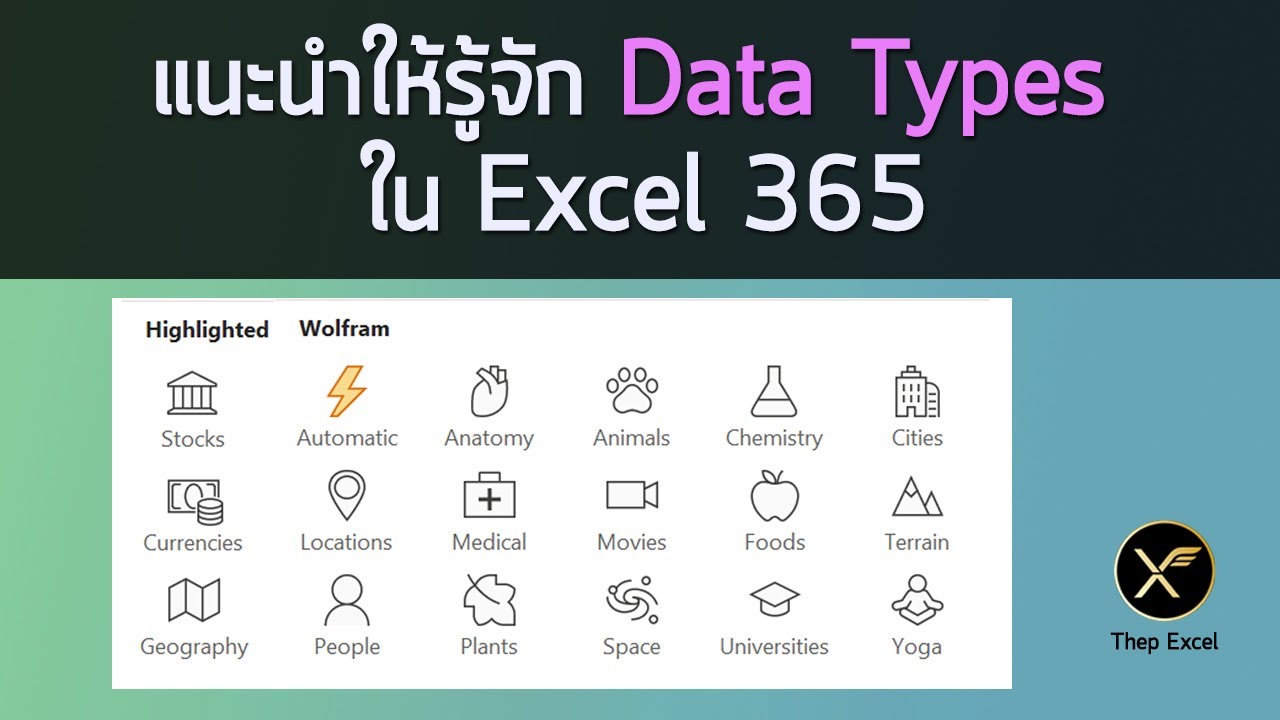data type มีอะไรบ้าง  Update 2022  แนะนำให้รู้จัก Data Types ใน Excel 365