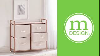 Wide 5-Drawer Dresser Storage Tower Organizer Unit in Pink & Rose Gold from mDesign