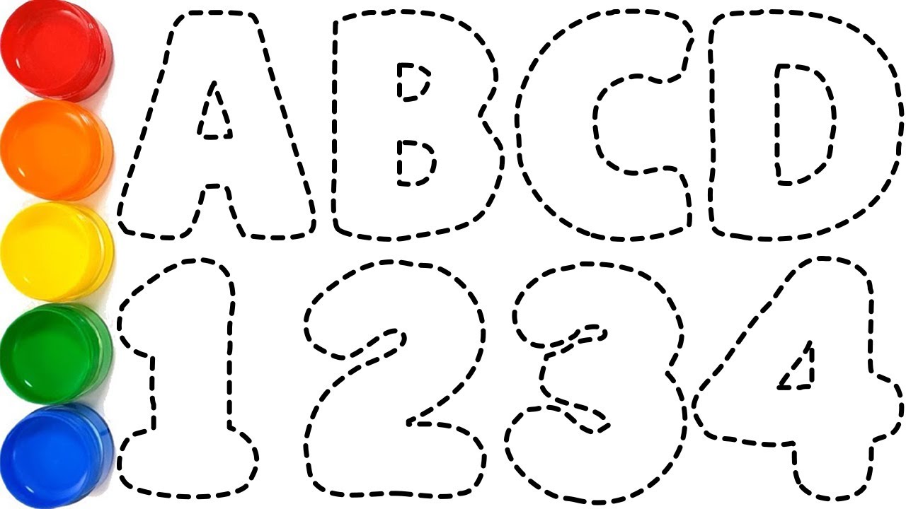 How to Draw Alphabets ABCD & 1234 for Children, Easy Step by Step ...