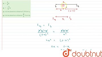 Two point charges +q and +4q are a distance l apart. A third charge q_(1) is so placed that the ...
