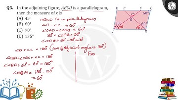 In the adjoining figure, ABCD is a parallelogram, then the measure of x is ....