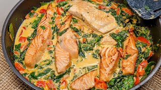 Lachs mit Spinat in Sahnesauce! Unverschämt lecker und einfach! LachsSahne Rezept