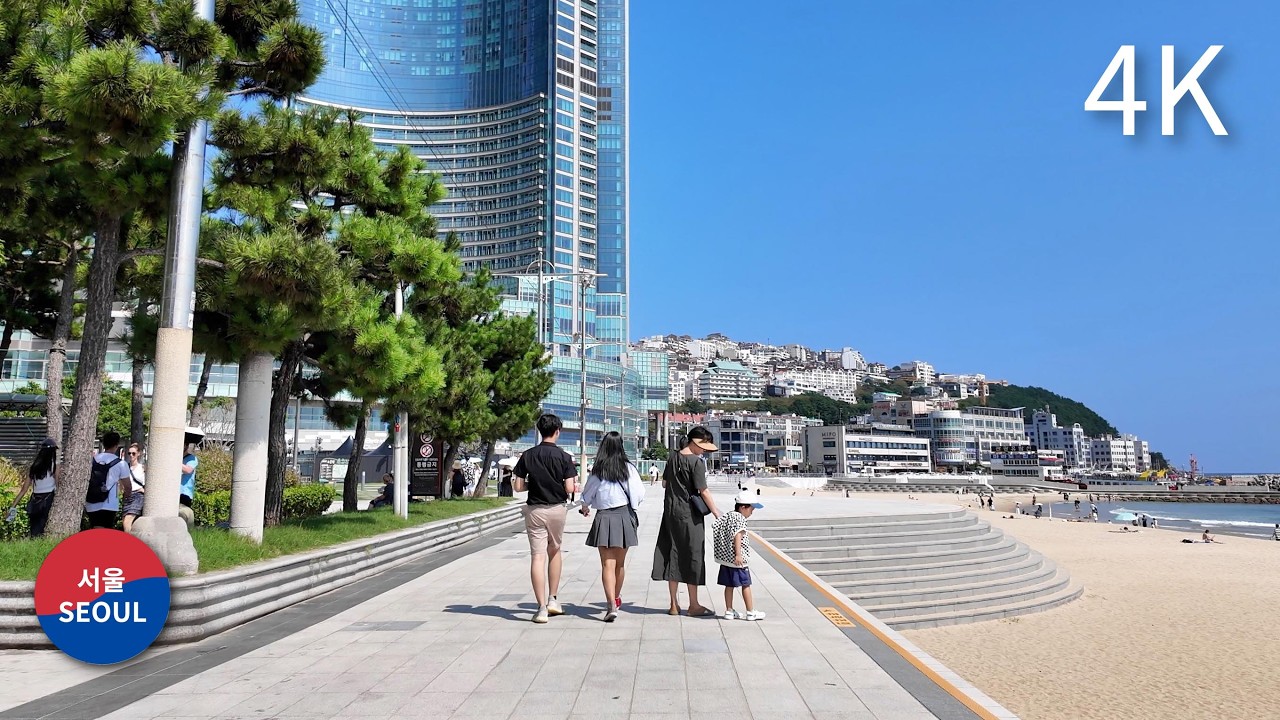 Walking from Haeundae station to Haeundae beach l Busan 4K / 부산 해운대 산책