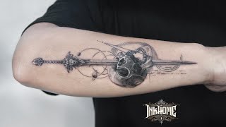Skull and sword - Tattoo timelapse