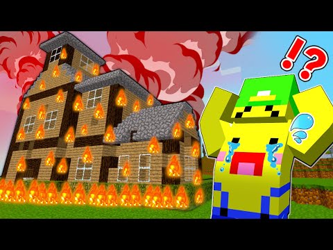 【大惨事🔥】家が大火事になるマインクラフト😱【マイクラ Minecraft】ぽっぴんず