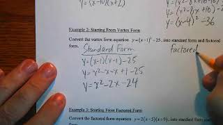 Grade 10 Academic Math - Converting Between Quadratic Forms