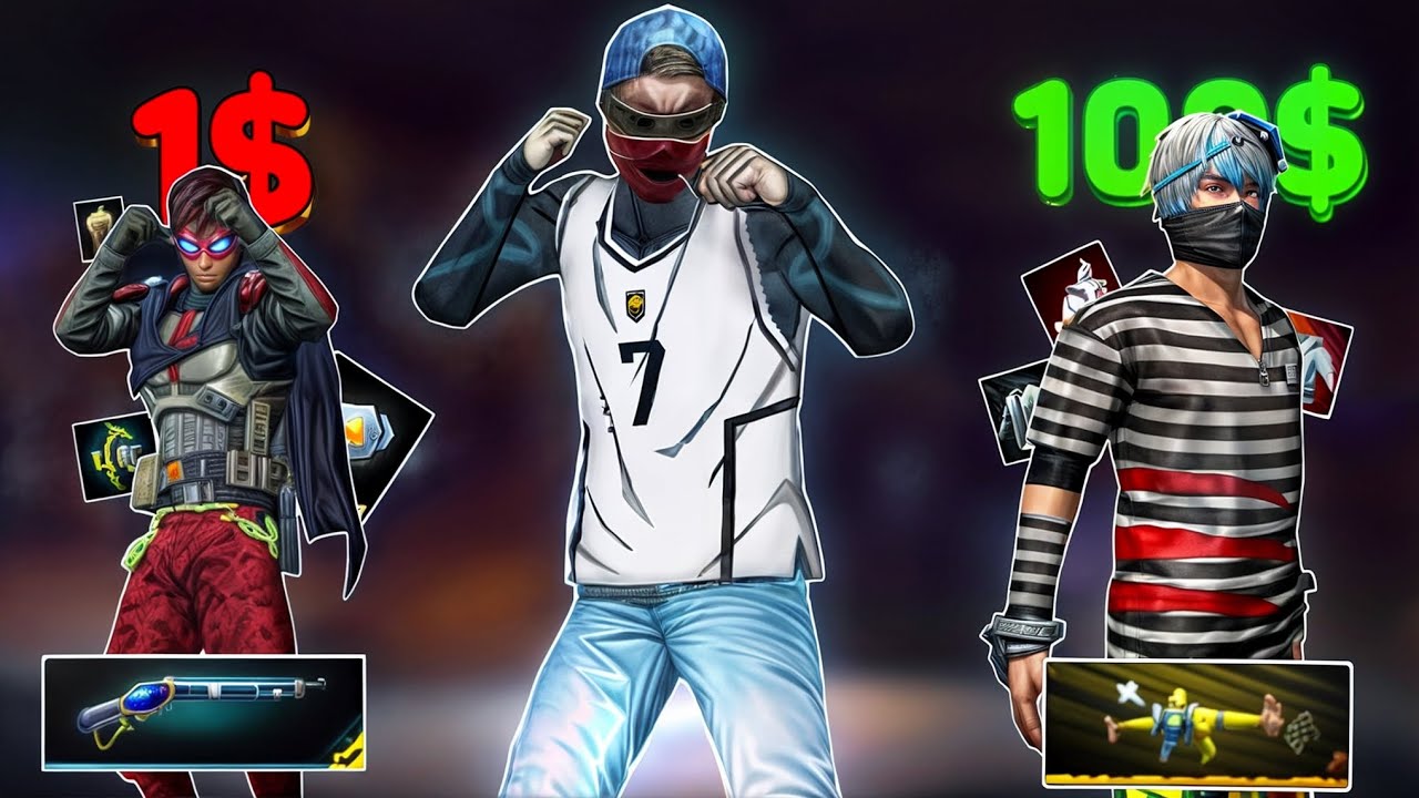 اشتريت حساب بـ1 دولار وحساب اخر بـ100 دولار !!ساكورا وكل شئ نادر موجود⁉️🔥🤯.. FREE FIRE