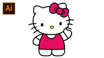 Create Hello Kitty Character in Illustrator | Drawing of Hello Kitty | Adobe Illustrator CC