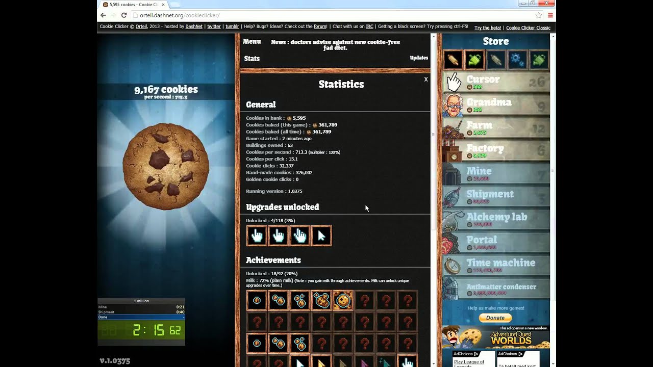 Cookie Clicker 1 Million Cookies 4 09 Tas Youtube