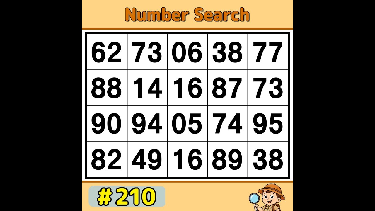 【JimmyPuzzle】 Fun Daily Puzzle for Your Brain! 《Number Search｜Brain Exercise》 #210