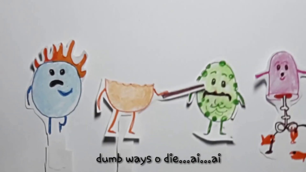 Dumb ways to die game play cartoon animation update lyrics on screen cover video song music parody