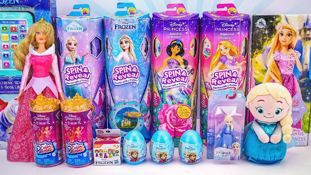 Unboxing Disney Frozen Toys ASMR | Disney Princess Spin & Reveal | Surprise Elsa, Jasmine Doll Toy