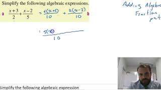 Algebraic fractions adding and subtracting part 2