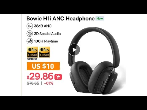 Baseus Bowie H1i Hi-Res Wireless Headphone Only $29.8 with 3D Spatial, 100-hr Battery, LHDC Decoding