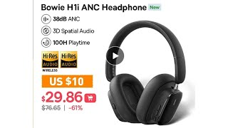 Baseus Bowie H1i Hi-Res Wireless Headphone Only $29.8 with 3D Spatial, 100-hr Battery, LHDC Decoding