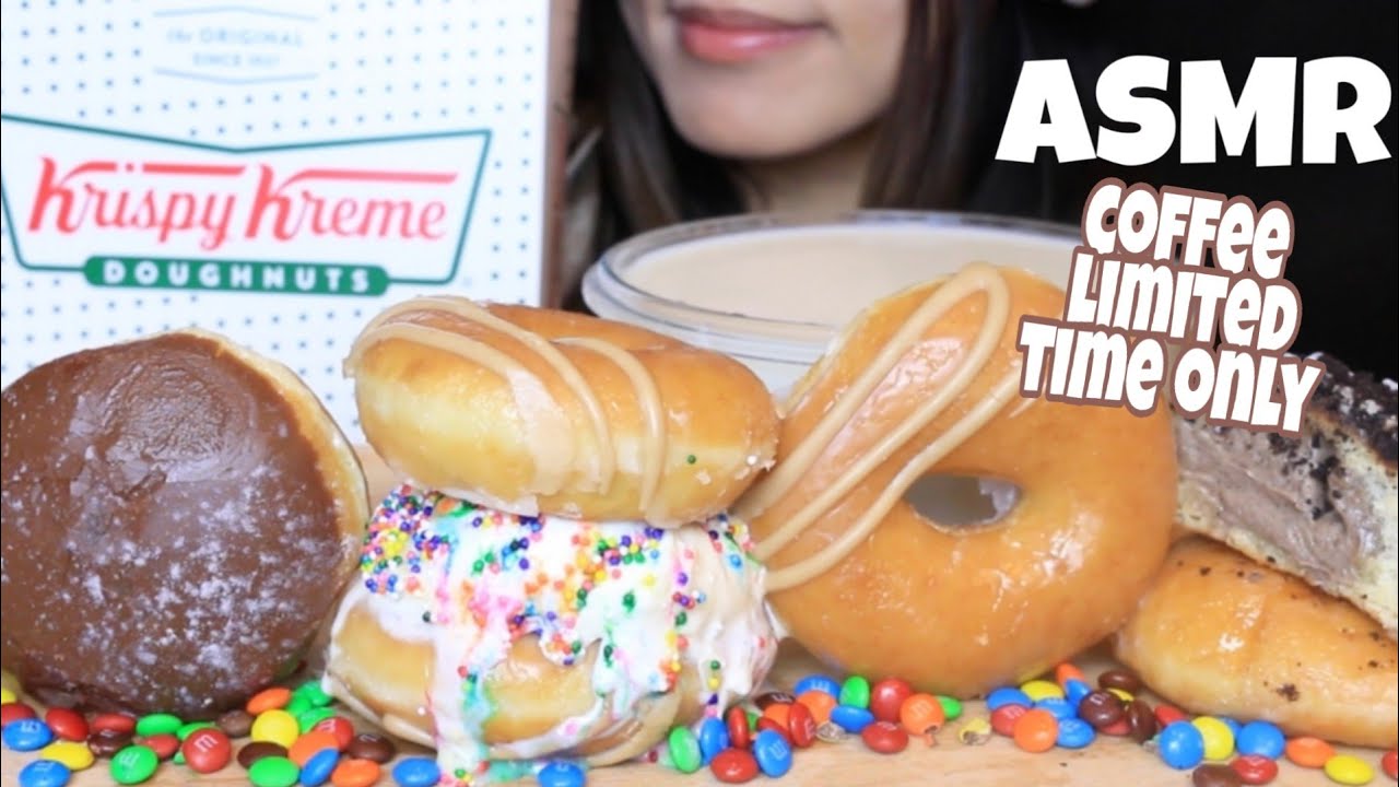ASMR KRISPY KREME DOUGHNUTS NEW COFFEE + ICE CREAM , OREO EATING SOUNDS  먹는 먹방 DONUT MUKBANG