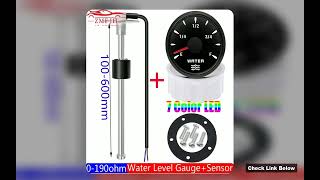 0-190 Ohm Water Level Sensor 52mm Water Level Gauge with 7 Color LED Water Tank Meter Indicator Petr