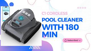 C1 Cordless Pool Cleaner Robot with 180 Mins Runtime, Powerful Triple-Motor Suction, Wall & Waterlin