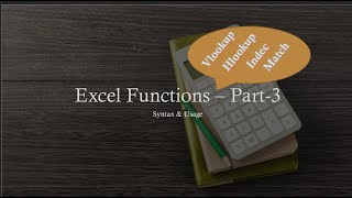 Excel Functions || Part-3 || Vlookup | Hlookup | Index | Match | Lookup functions
