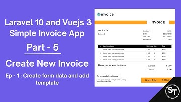 Laravel 10 and Vuejs 3 - Simple Invoice Application - Create Invoice - add form data and template.