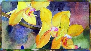 watercolor painting quick orchid