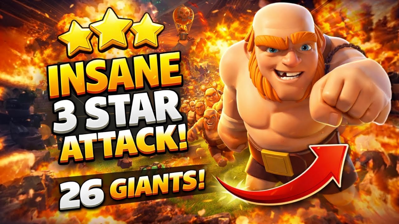26 GIANTS = EASY 3 STAR?! 😲🔥 | Clash of Clans Attack 