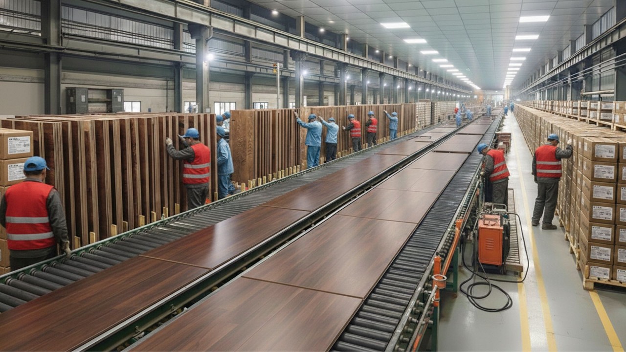 HOW MILLIONS OF VINYL FLOOR PANELS ARE PRODUCED INSIDE A GIANT MANUFACTURING PLANT