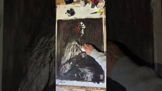 ​"Autorretrato con pincel: Buscando la forma entre el rojo y el negro"speedpaint.