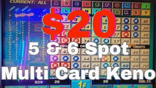 Playing $20 on 5 & 6 Spot Multi Card Keno at Silverton Casino  Las Vegas