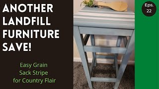 Adding Country Flair to a boring plant stand/easy grain sack stripe technique