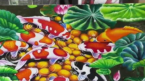 tranh  đá  quý  cửu  ngư quần  hội  đẹp  nhất  2022| tranh  đá  quý  hùng  chè