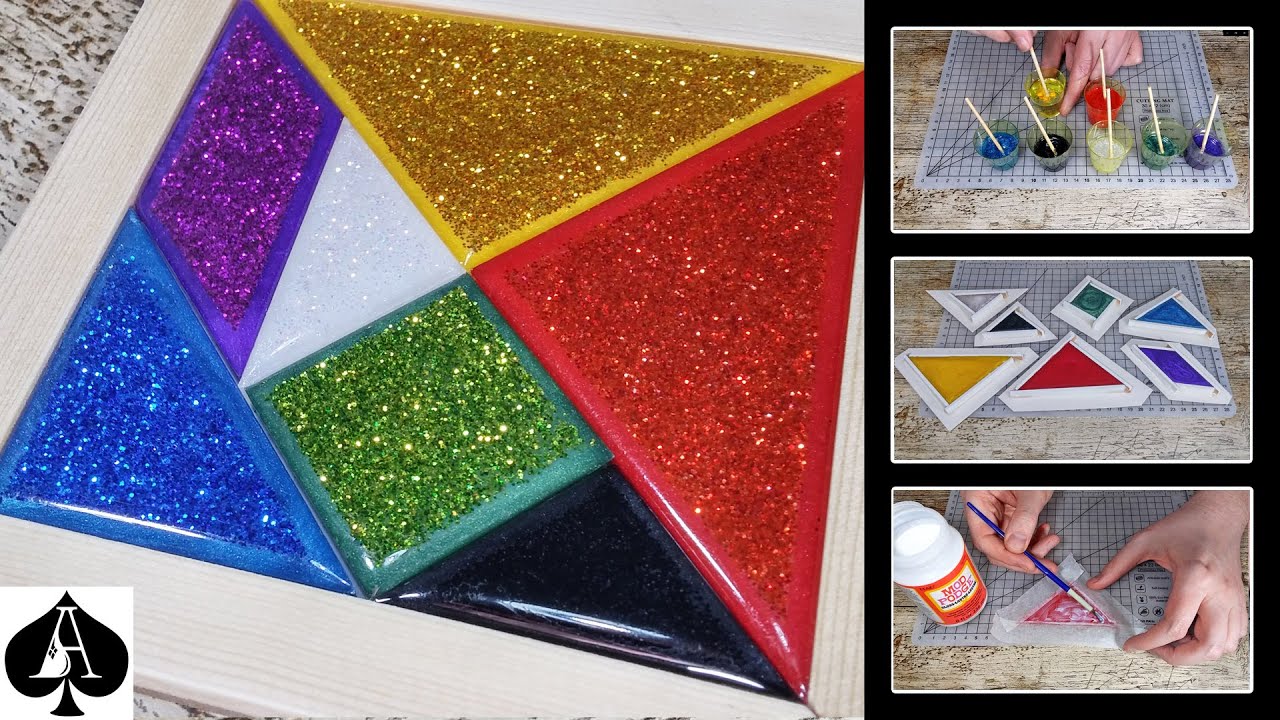 How To Make A Tangram Puzzle With Epoxy Resin And Glitter Tutorial Diy Youtube Tangram Puzzles Tangram Epoxy Resin Crafts