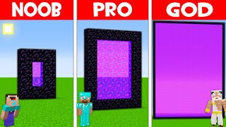 WHO BUILD THE MOST BIGGEST NETHER PORTAL NOOB vs PRO vs GOD in Minecraft?