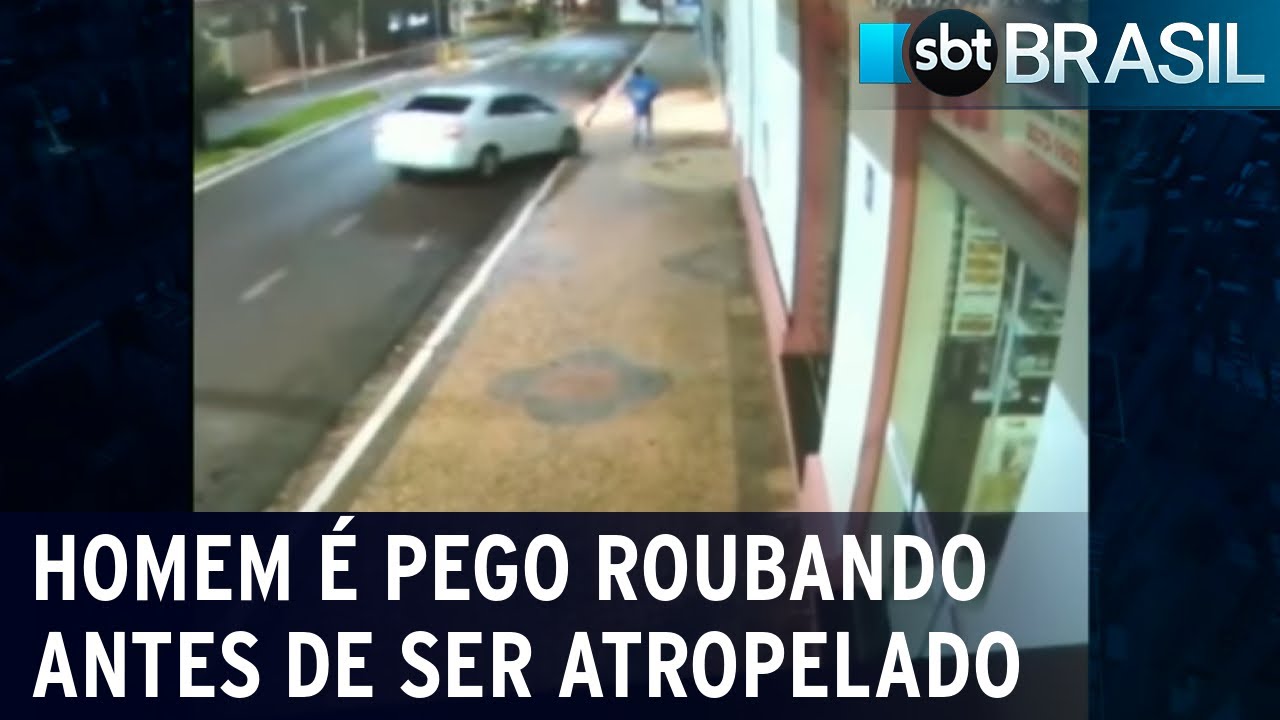 Homem é flagrado roubando paróquia antes de ser atropelado por padre | SBT Brasil (14/05/22)