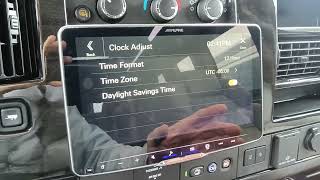 How to adjust the clock in an Explorer Conversion Van with the Alpine Halo system.