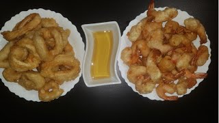 بينيي الكروفيت و الكلمار وصفة سهلة و سريعة التحضير على.  beignets de crevettes et calamars