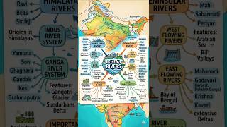 India's rivers through mind map #viral#upsc#motivation #civilservices #ias #planias#study #geography