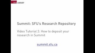 Summit: How to deposit your work