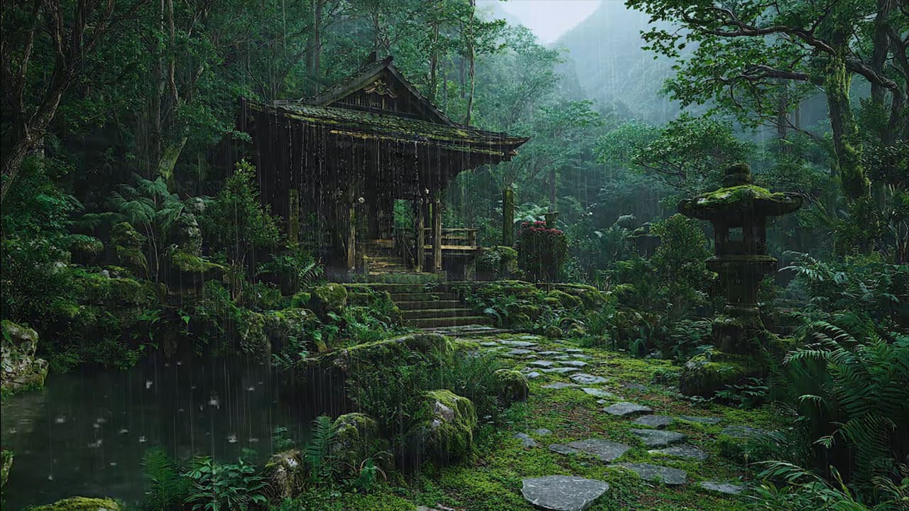 Discover Peaceful Sleep with Rain In Japanese Forest Temple 🍀 Embrace Peacefulness with Rain