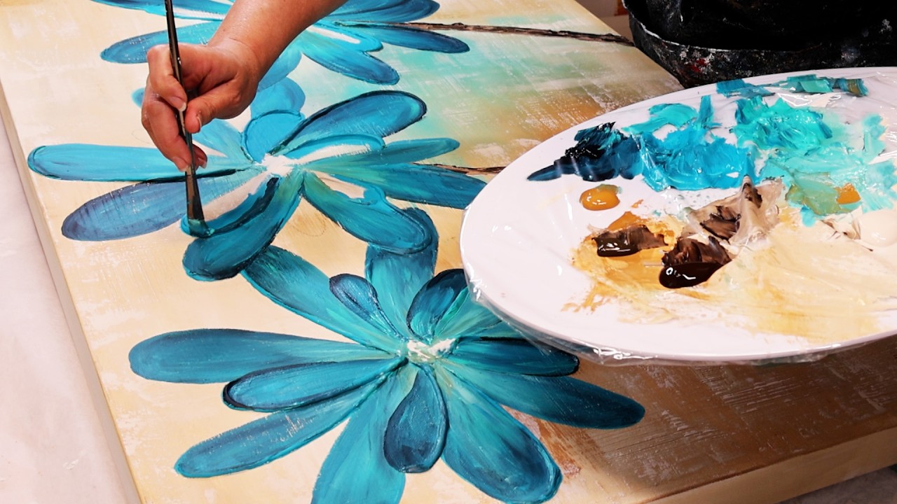 Textured Beauty: Bringing a Sketch to Life with Turquoise Flowers