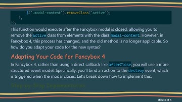 How to Remove a Class After Closing Fancybox 4